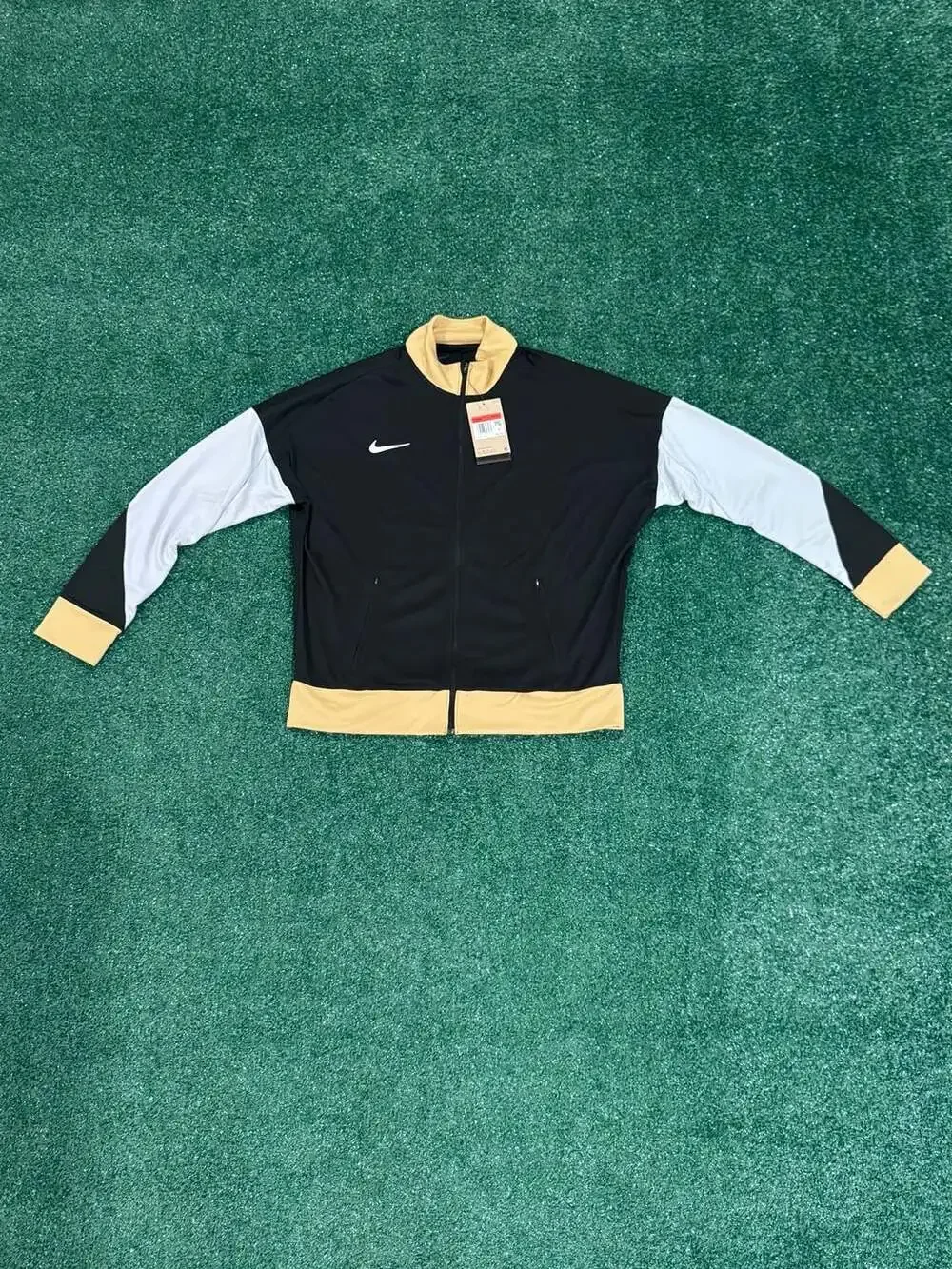 Nike Women's Dri-FIT Full-Zip Track Jacket Black Gold White Size L New